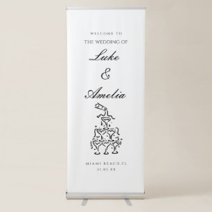 Simple Custom Wedding Welcome Banner, Personalized Retractable Banner