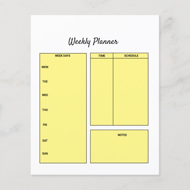 simple custom weekly planner to do list task notep flyer (Front)