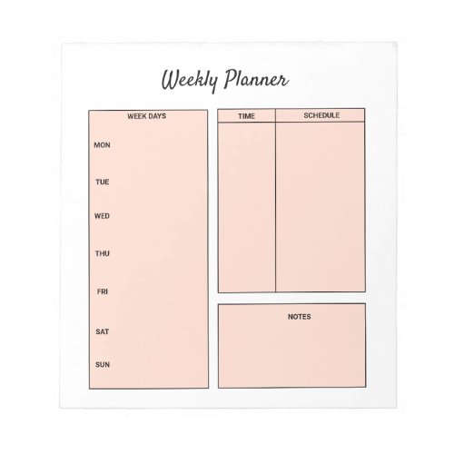 simple custom weekly planner to do list task notep notepad