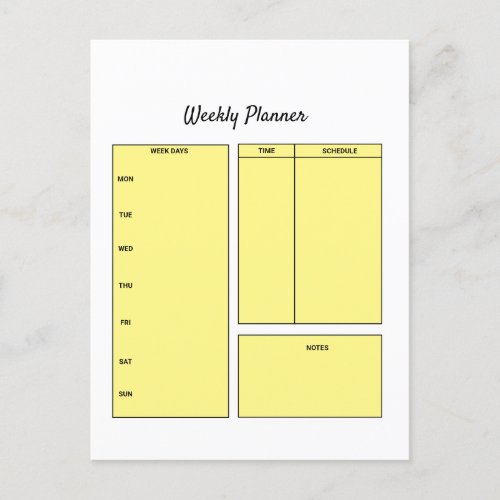 simple custom weekly planner to do list task notep postcard