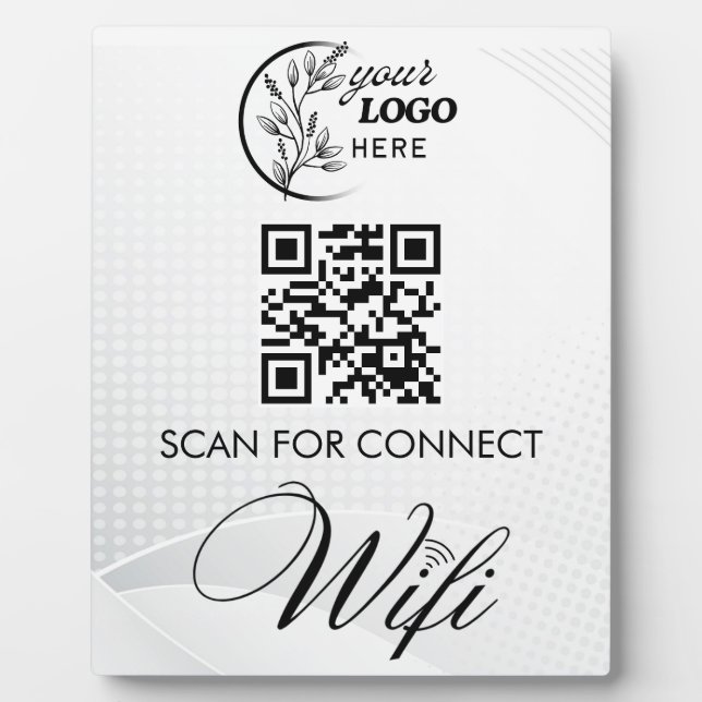 Simple Custom Wifi Network QR code Password Black Plaque (Front)