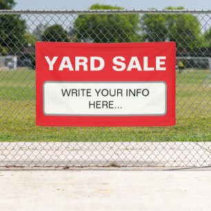 Simple Custom Yard Sale Red White Banner