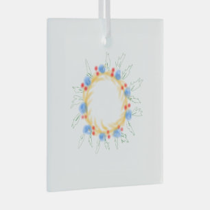 simple custom yellow blue watercolor add logo mini glass ornament