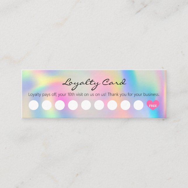 Simple Customer Pastel Rainbow with Heart Loyalty Card (Front)