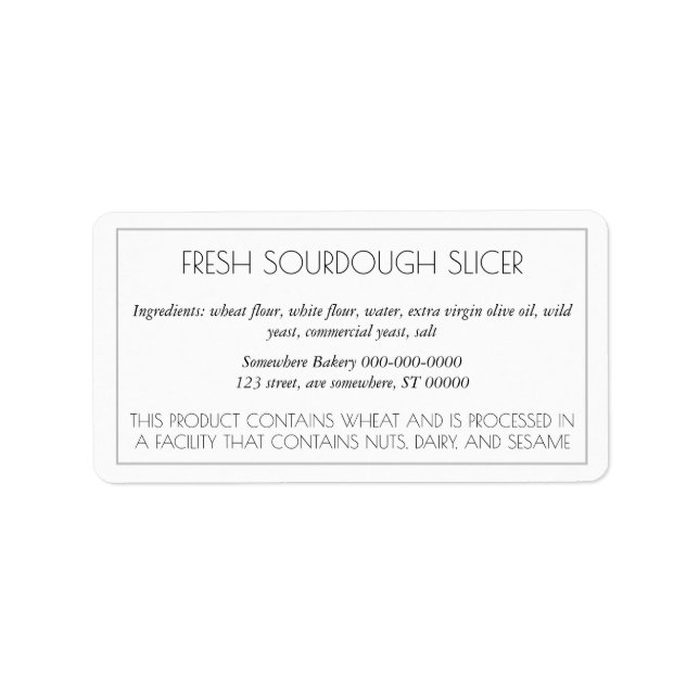 Simple Customizable Baking Label (Front)