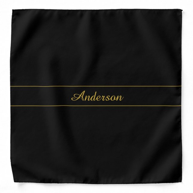 Simple Customizable Gold & Black Text Design  Bandana (Front)