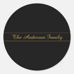 Simple Customizable Gold & Black Text Design  Classic Round Sticker