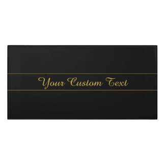 Simple Customizable Gold & Black Text Design Door Sign
