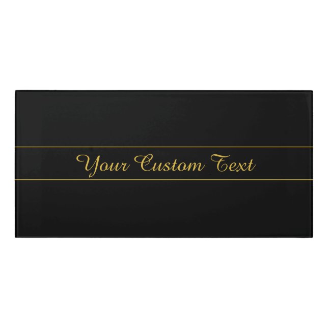 Simple Customizable Gold & Black Text Design  Door Sign (Classic Front)