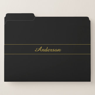 Simple Customizable Gold & Black Text Design File Folder