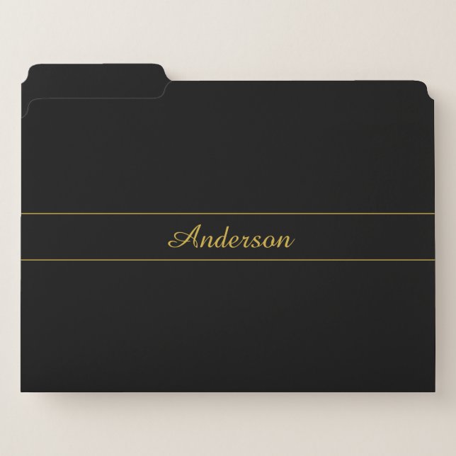 Simple Customizable Gold & Black Text Design  File Folder (Front Left)