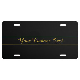 Simple Customizable Gold & Black Text Design License Plate