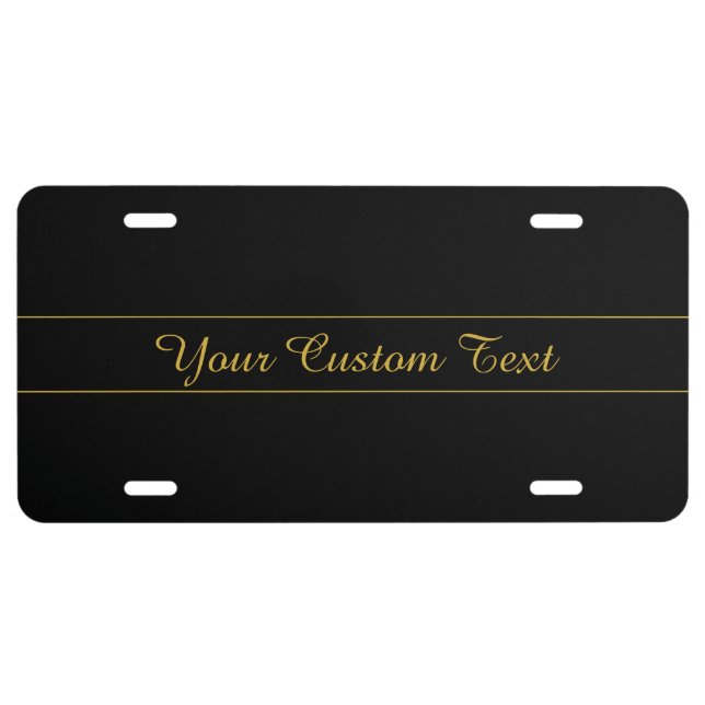 Simple Customizable Gold & Black Text Design  License Plate (Front)
