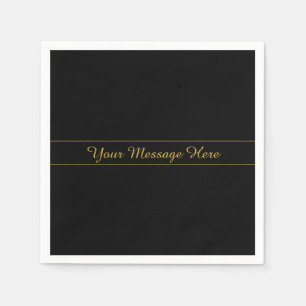 Simple Customizable Gold & Black Text Design  Napkins