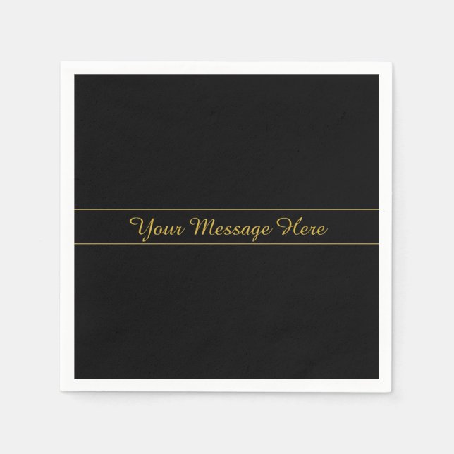 Simple Customizable Gold & Black Text Design  Napkins (Front)
