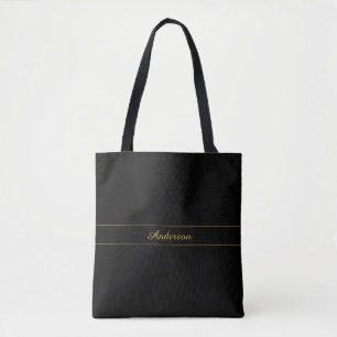 Simple Customizable Gold & Black Text Design  Tote Bag