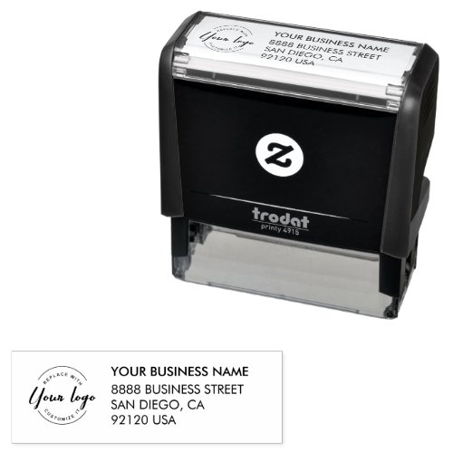 Simple Customizable logo business name address  Self_inking Stamp
