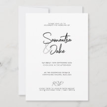 Simple customizable modern script wedding invite