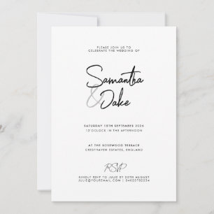 Simple customizable modern script wedding invite