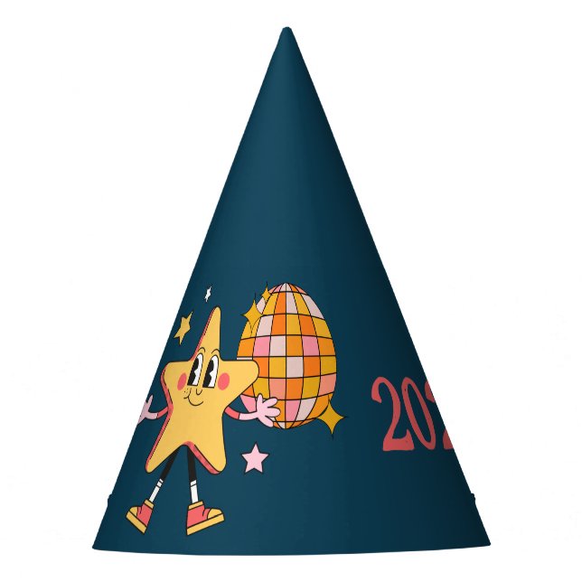 Simple Customizable Retro New Years Eve Party Hat (Front)