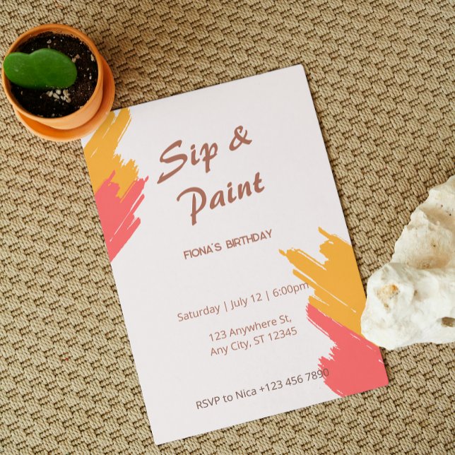 Simple Customizable Sip and Paint Party Invitation (Creator Uploaded)
