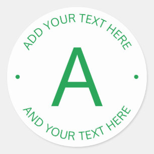 Simple Customizable Text Green & White Classic Round Sticker