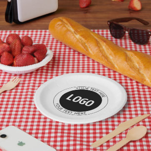 Simple Customizable Text & Your Logo or Image Paper Plates