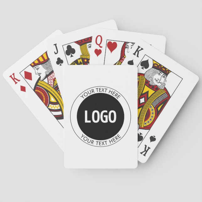Simple Customizable Text & Your Logo or Image Poker Cards (Back)