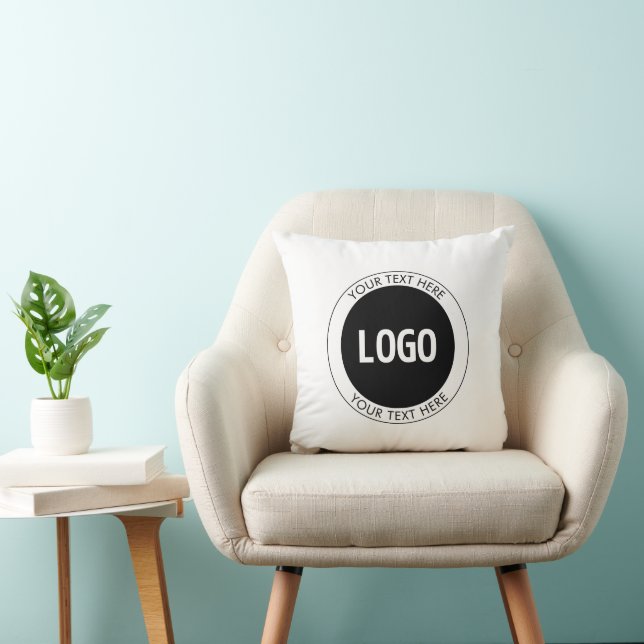 Simple Customizable Text & Your Logo or Image Throw Pillow (Chair)
