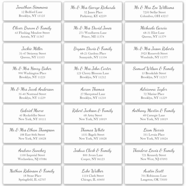 Simple Customizable Wedding Guest Address Label