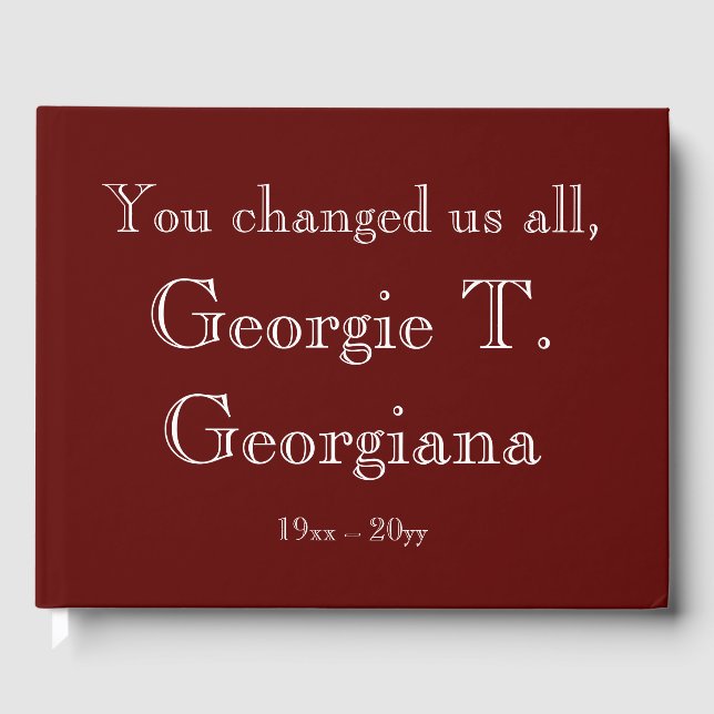 Simple & Customized Funeral/Memorial Guestbook (Front)