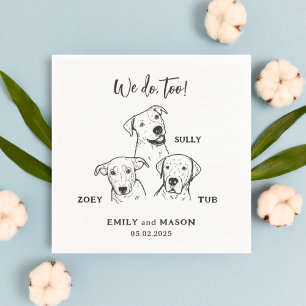 Simple Cute 3 Dogs Pet Wedding Custom Napkins