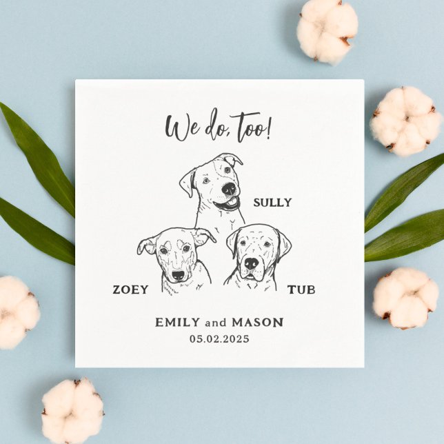 Simple Cute 3 Dogs Pet Wedding Custom Napkins (Creator Uploaded)