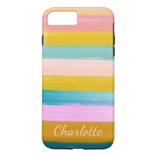 Simple Cute Abstract Watercolor Stripes in Pink iPhone 8 Plus7 Plus Case