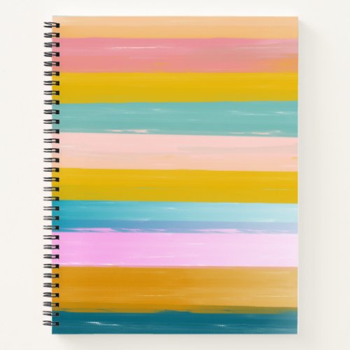 Simple Cute Abstract Watercolor Stripes in Pink Notebook