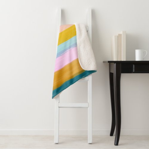 Simple Cute Abstract Watercolor Stripes in Pink Sherpa Blanket