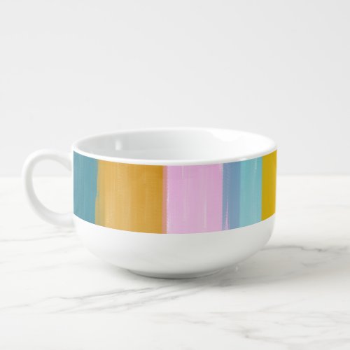 Simple Cute Abstract Watercolor Stripes in Pink Soup Mug