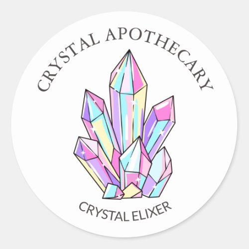 Simple Cute Apothecary Crystal Elixir Classic Round Sticker