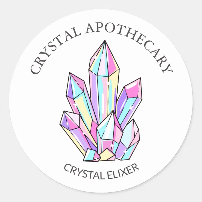 Simple Cute Apothecary Crystal Elixir Classic Round Sticker | Zazzle