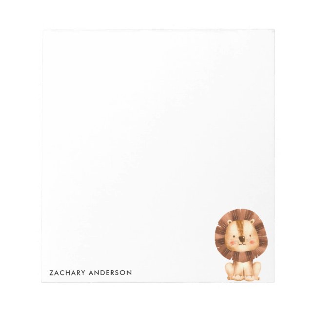 Simple Cute Baby Lion Kids Personalized Notepad (Front)