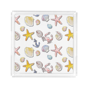 Simple Cute Beach Design Acrylic Tray