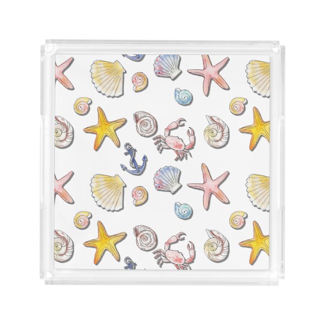 Simple Cute Beach Design  Acrylic Tray (Front)