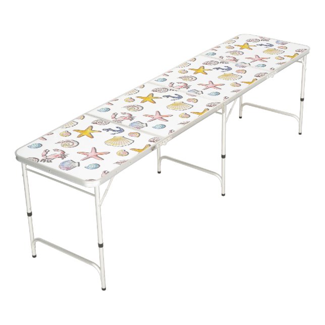 Simple Cute Beach Design  Beer Pong Table (Angled)