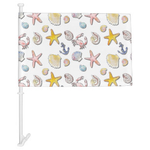 Simple Cute Beach Design Car Flag