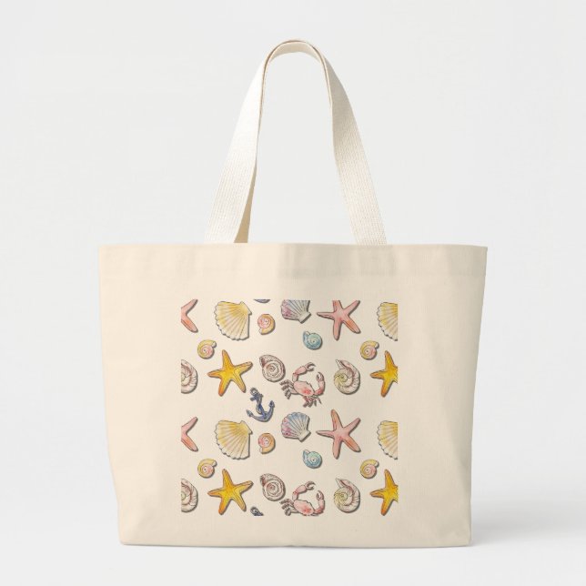 Simple Cute Beach Design  Large Tote Bag (Front)