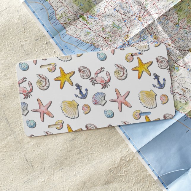 Simple Cute Beach Design  License Plate (In Situ)