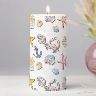 Simple Cute Beach Design  Pillar Candle