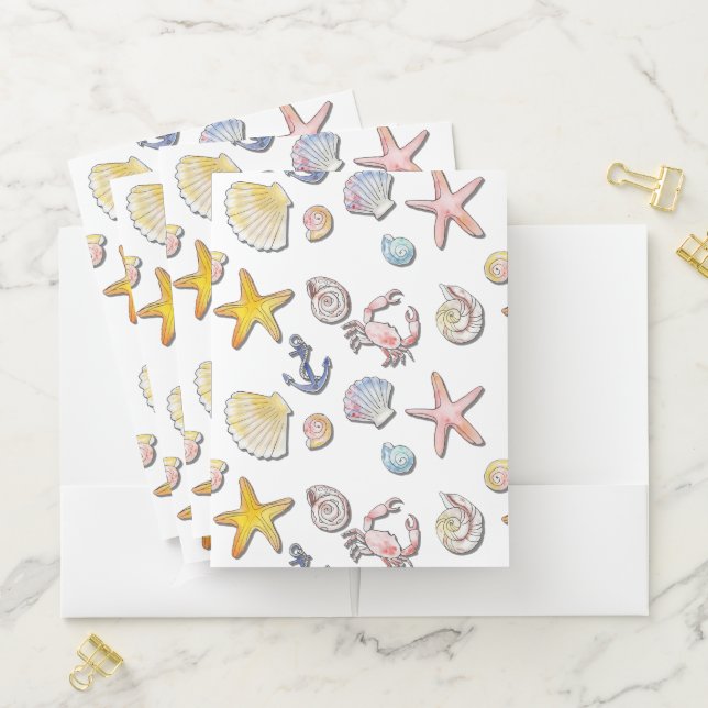 Simple Cute Beach Design  Pocket Folder (In Situ)