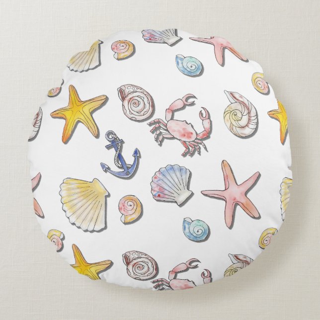 Simple Cute Beach Design  Round Pillow (Front)