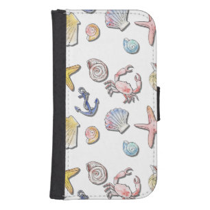 Simple Cute Beach Design Galaxy S4 Wallet Case